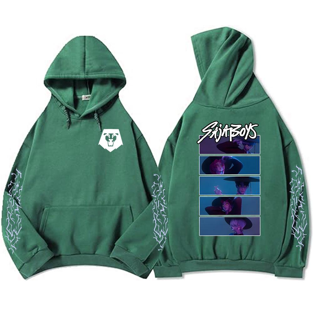 KPop Demon Hunters Saja Boys Selvlysende Hettegenser Langermet Mote Genser Casual Filmtrykk Unisex