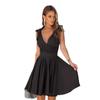 Women's European Summer Solid Color V-neck High-waisted Dress