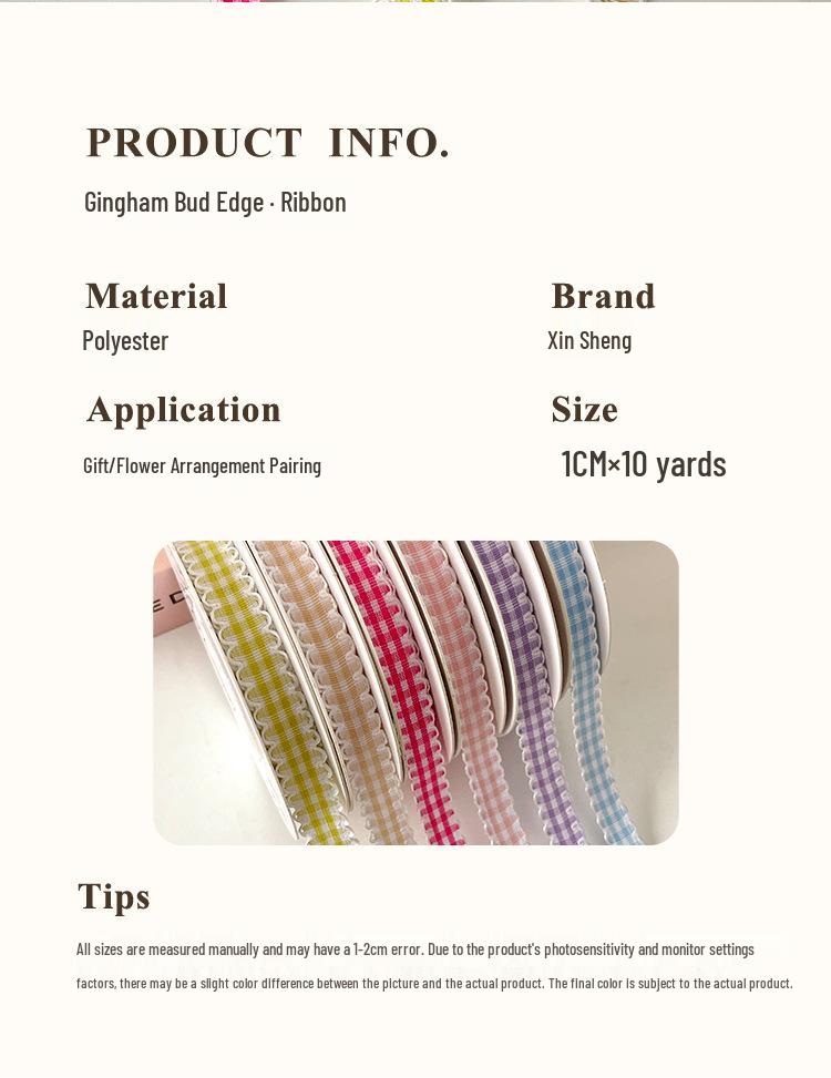 New Plaid Edge Ribbon for Floral Art & DIY Gift Wrapping