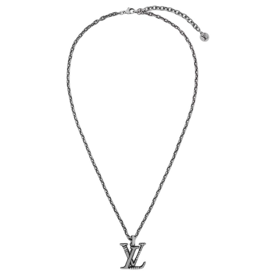 Louis Vuitton Classic Monogram Design Sterling Silver Necklace Men necklace M03649