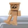 Shaking Wooden Man Figurine Handmade Shaking Feet Wooden Doll Car Ornaments Funny Wood Desktop Decor Car Dashboard Decorations