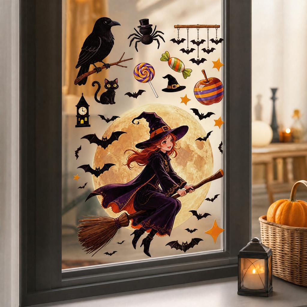 Halloween and Witch Static Cling Glass Stickers Window Decor 729