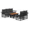 Garden Sofa Set 6 Pieces Black and Dark Grey Poly Rattan