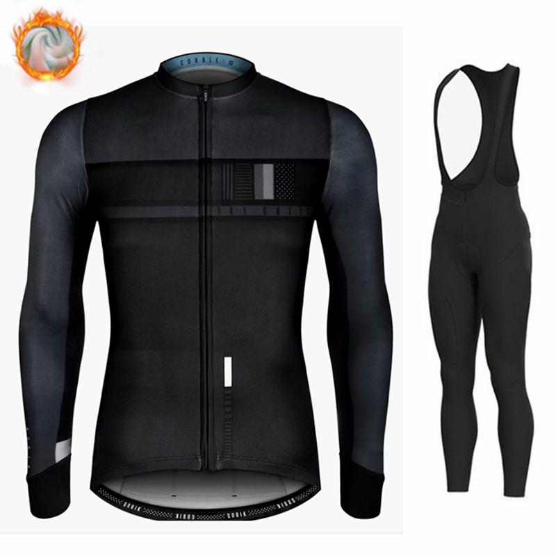 Warm 2024 Winter Thermal Fleece Cycling Men's Jersey Suit Outdoor Riding Bike MTB Clothing Bib Pants Set Spain Maillot Ciclismo