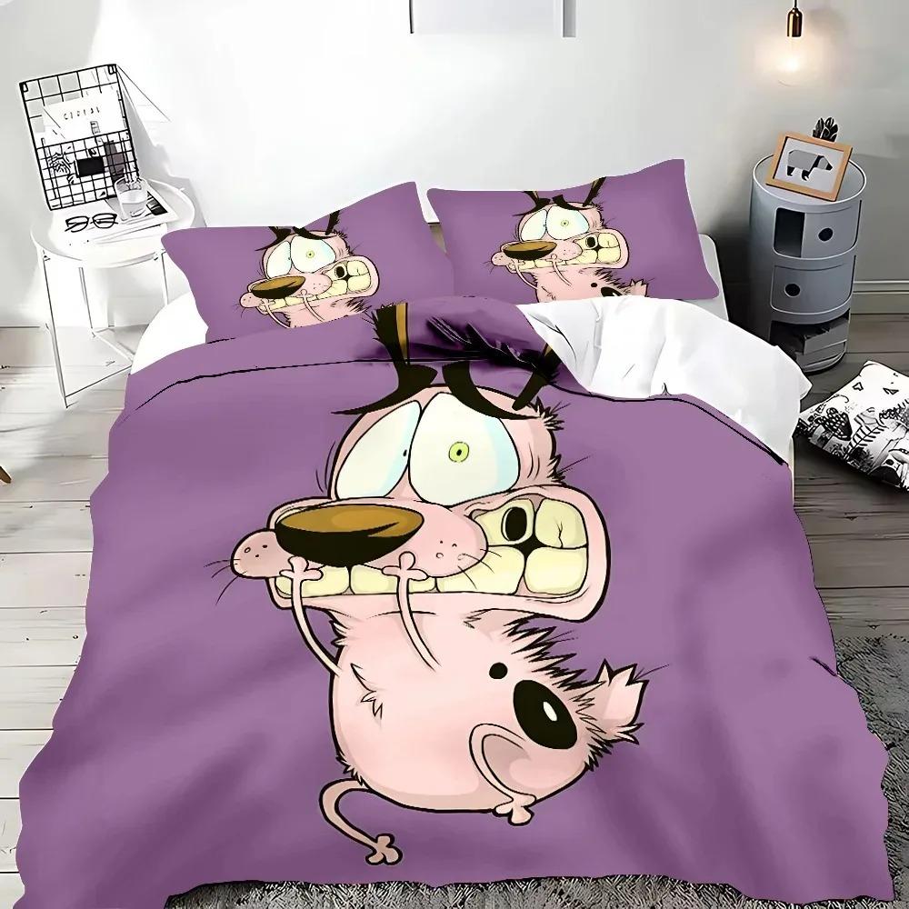 Cartoon C-Courage The Cowardly Dog Duvet Cover Pillowcase Bedding Set Children Bedroom Decoration Gift Single Double Large Size