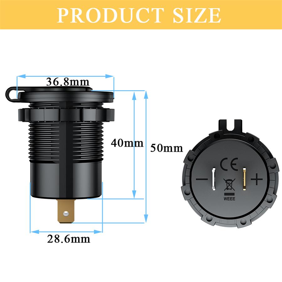 4.8A 12V Car Boat Dual USB Fast Charger Adapter Power Outlet Socket w/ Voltmeter