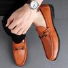 Fashion Mens Casual Genuine Leather Shoes Driving Loafers Men Business Shoes Fashion Slip-on Men Shoes Black High Quality Flat Moccasins