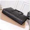 Genuine Leather Woven Briefcase Men - Business Tote With Laptop Compartment Crossbody Shoulder Strap