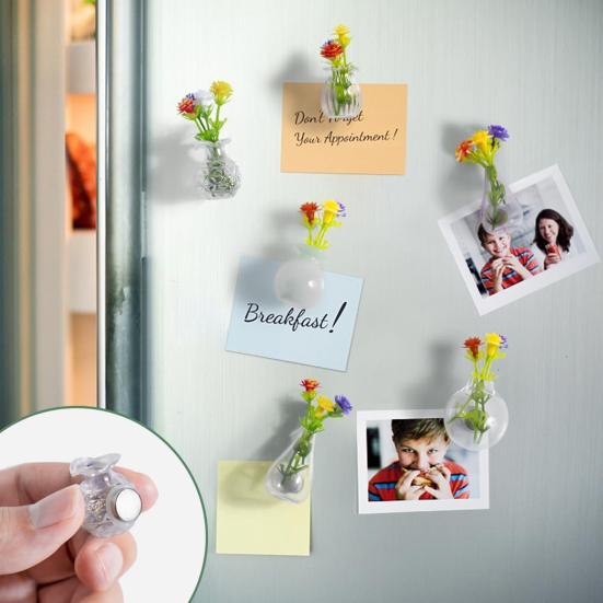 10 Pcs Mini Vase Magnets for Fridge Cute Tiny Magnetic Glass Vases Refrigerator