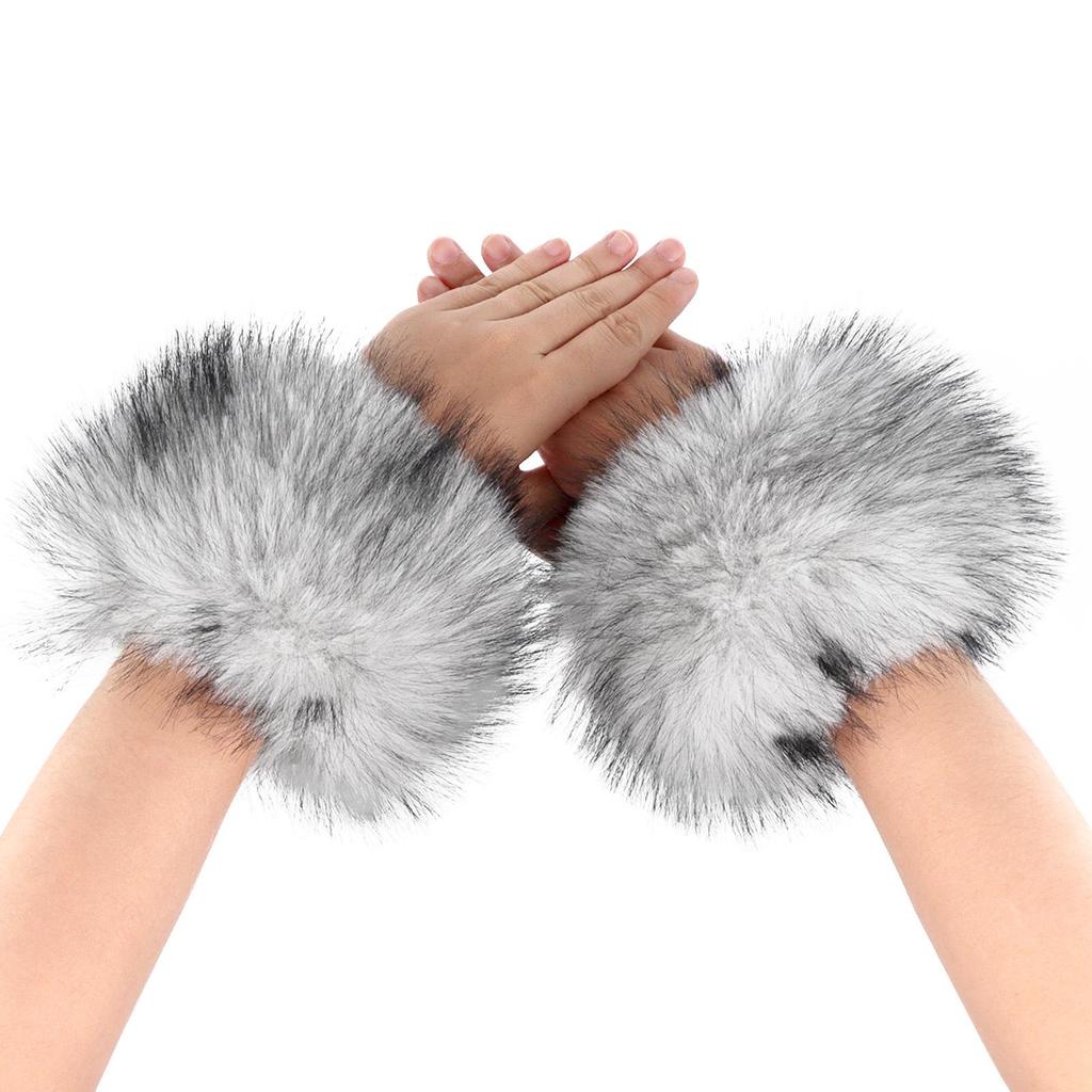 Fluffy Faux Fox Fur Cuffs: Warm Plush Wristbands for Autumn/Winter