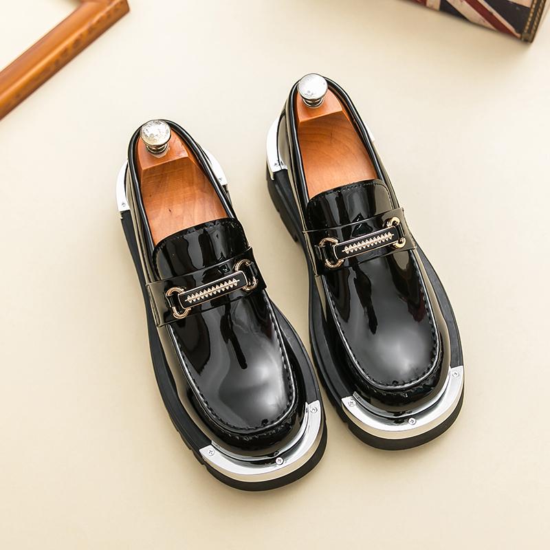 

Модные Новые Мужские Деловые Лоферы Черно-белые Повседневные На Толстой Подошве Противоскользящие Модные Брендовые Туфли Социальные Туфли Размеры 38-46 Мужская Обувь 38 чёрный