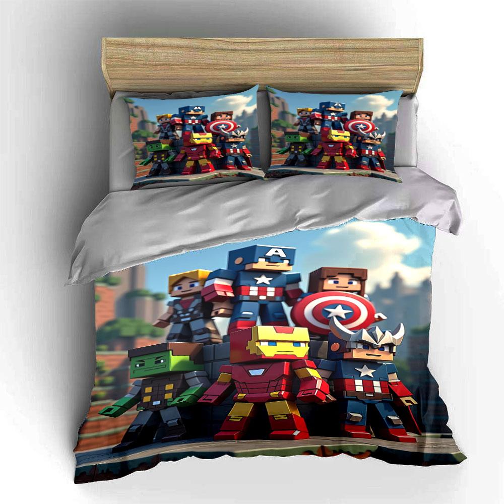 Blocky Superhero Character Designs. Bedding Sets Duvet Cover Sets Duvet Covers Pillowcases(1 * Duvet Cover 2 * Pillowcases Without Duvet Insert)
