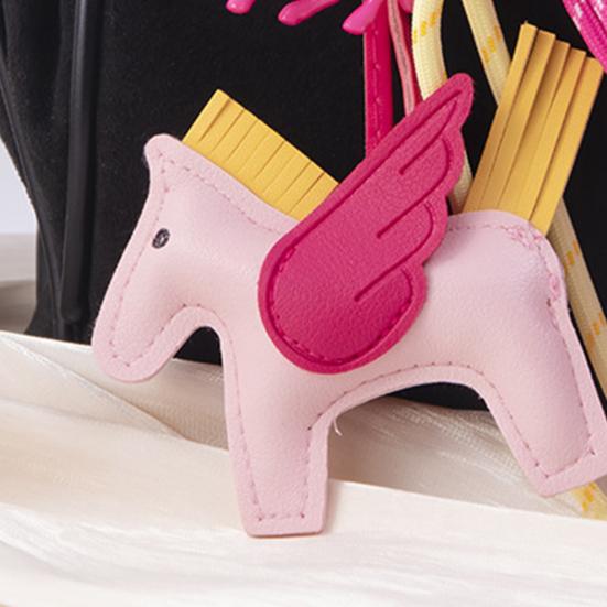 Keychain Pendant Faux Leather Horse Charm Key Chain with Woven Rope Keys Handbags Wallets Accessories