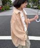 MALOUPE 4121 Summer Nylon Oversized Shirt (Beige)