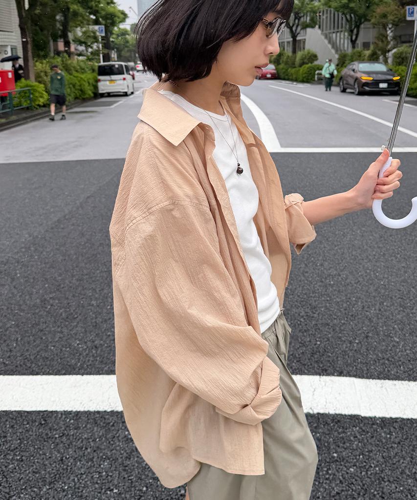 MALOUPE 4121 Summer Nylon Oversized Shirt (Beige)