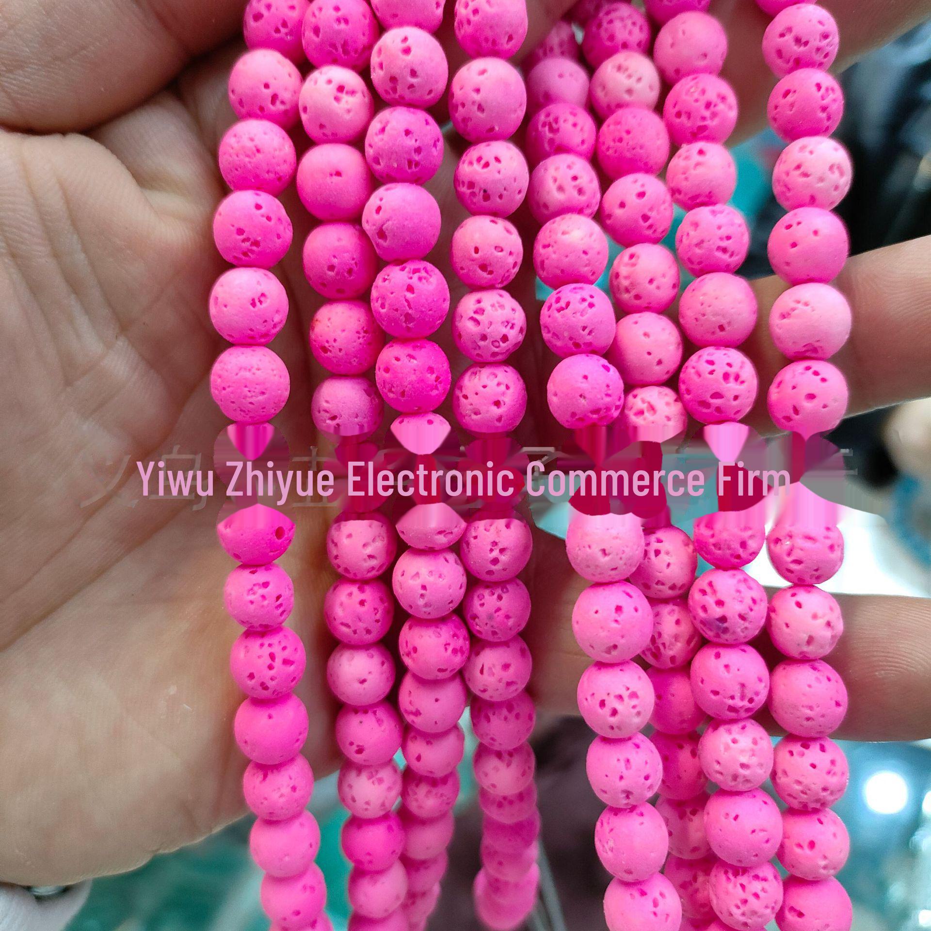 

Кольорові намистини з вулканічного каменю: Круглі вільні намистини для ювелірних виробів і браслетів своїми руками 8MM/(47 pieces) рожевий
