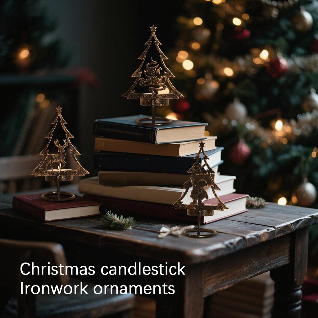 Christmas Candlestick Iron Merry Christmas Ornaments Decoration To Make Old-fashioned Atmosphere Candle Cup Layout Scene