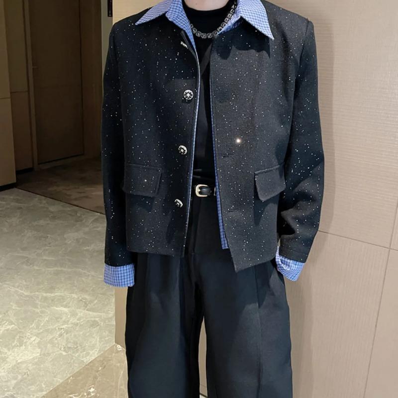 2025 Short Spliced New Jacket Men's Fashion Versatile Fake Two-piece Tops for Men