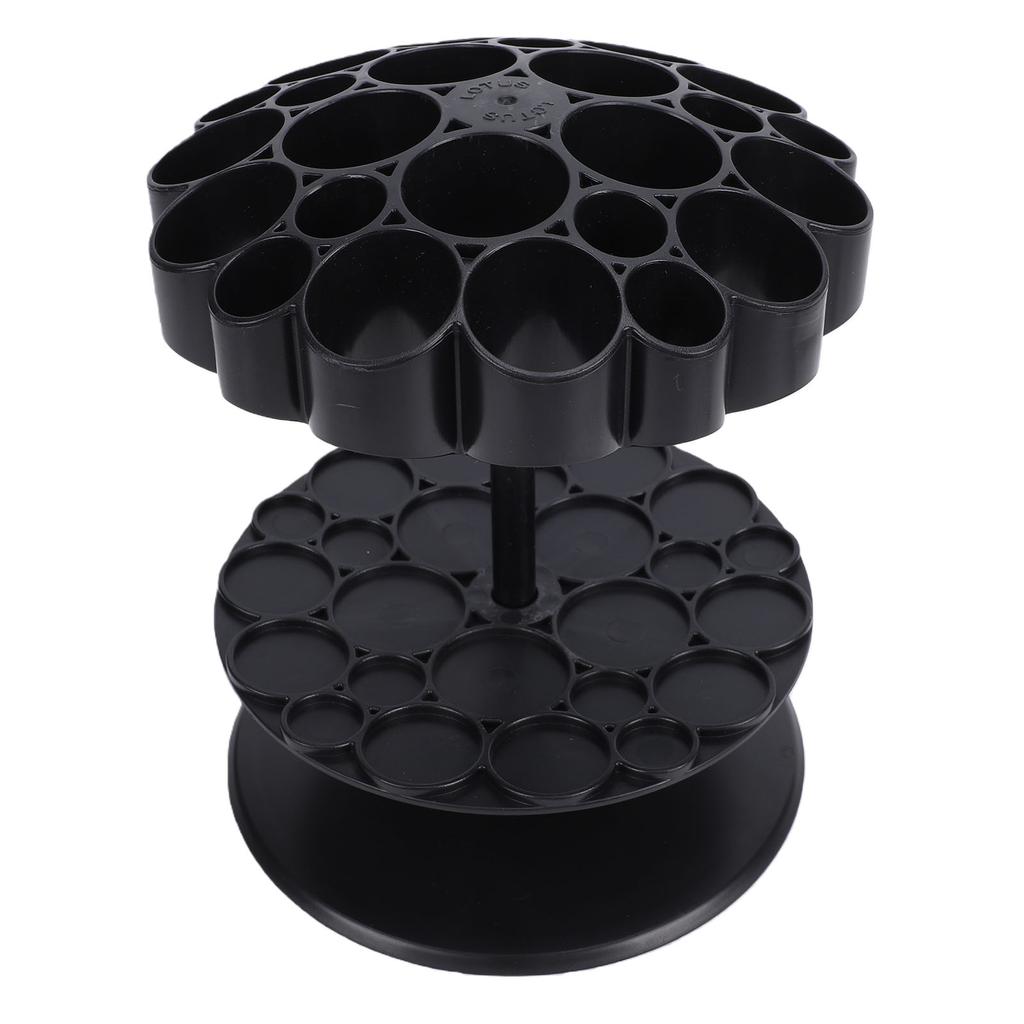 25 Hole Hair Brush Holder 360 Degree Rotating Detachable Base Salon Brush Storage Stand Organizer Black