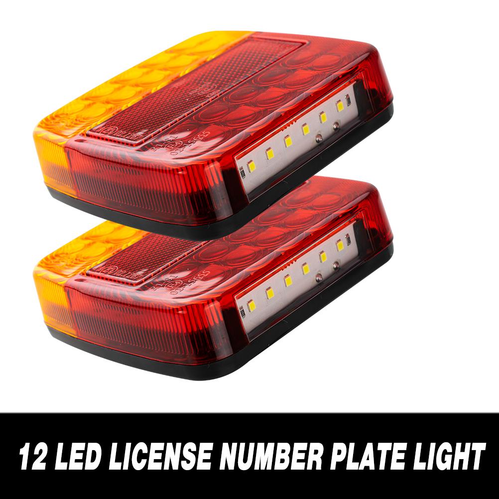 2 X Rear Tail Lights Brake Stop Indicator Lamp License Number Plate Waterproof Reflector 12V Universal for Trailer Van Truck