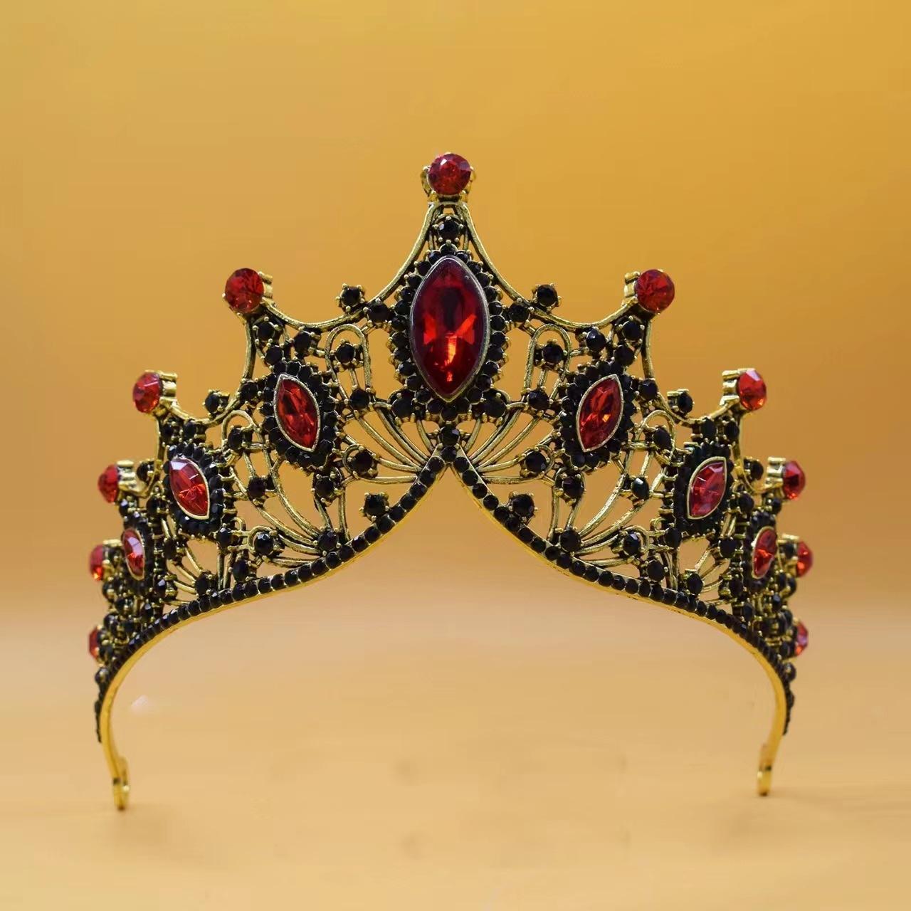 Свадебный барокко Винтаж большой корона головной убор корона сплав банкетный корона аксессуары для волос многоцветный