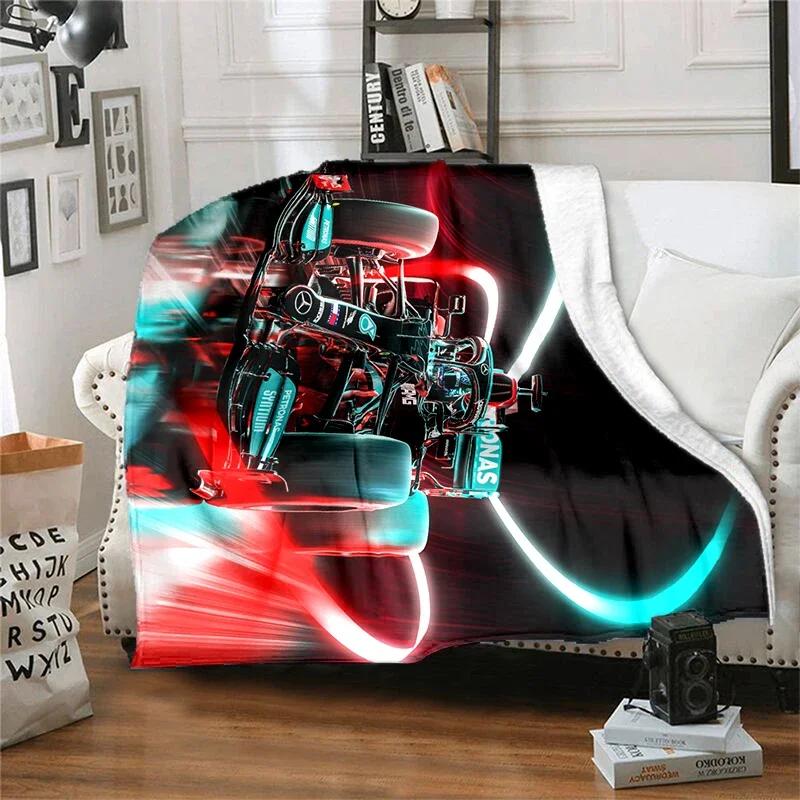 Flannel Blanket for Children F1 Sports Car Racing Car Famous Racing Blankets Soft Comfortable Home Travel Blanket High Quality