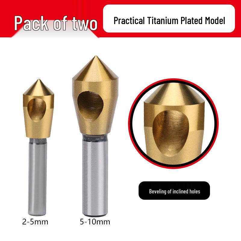 90° Straight Shank Oblique Hole Chamfering Tool with Titanium Cobalt-Plated Stainless Steel Drill Bit for Aluminum Alloy Deburring.