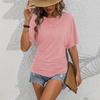 2026 Women's Casual Fashion Solid Color Pleated Round Neck Short Sleeve Slim Fit Summer T-Shirt Top