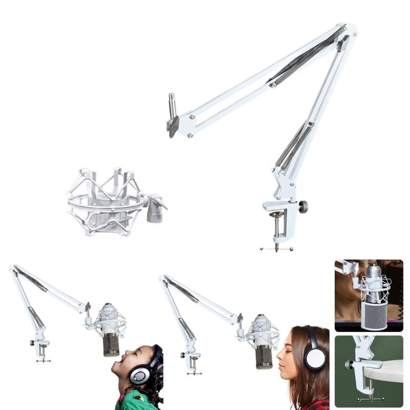 Adjustable Metal Microphones Scissor Arm Stand Foldable Shock Mount for Recording and Live Streaming
