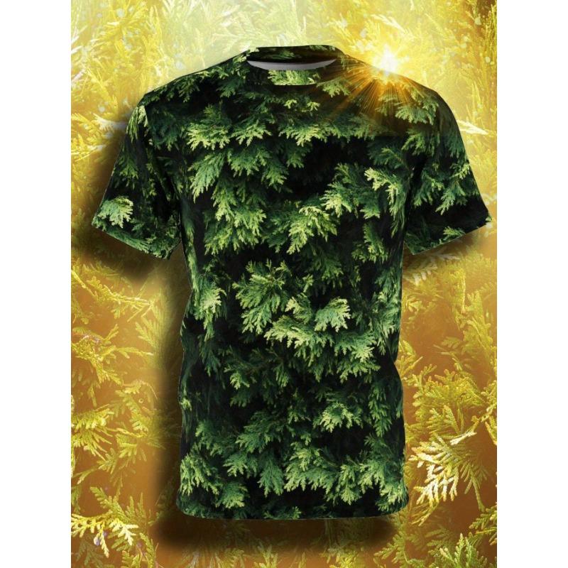 

Men s 3D Printed Resin Bark Camouflage Evergreen T-Shirt- Full Green Camouflage Print S