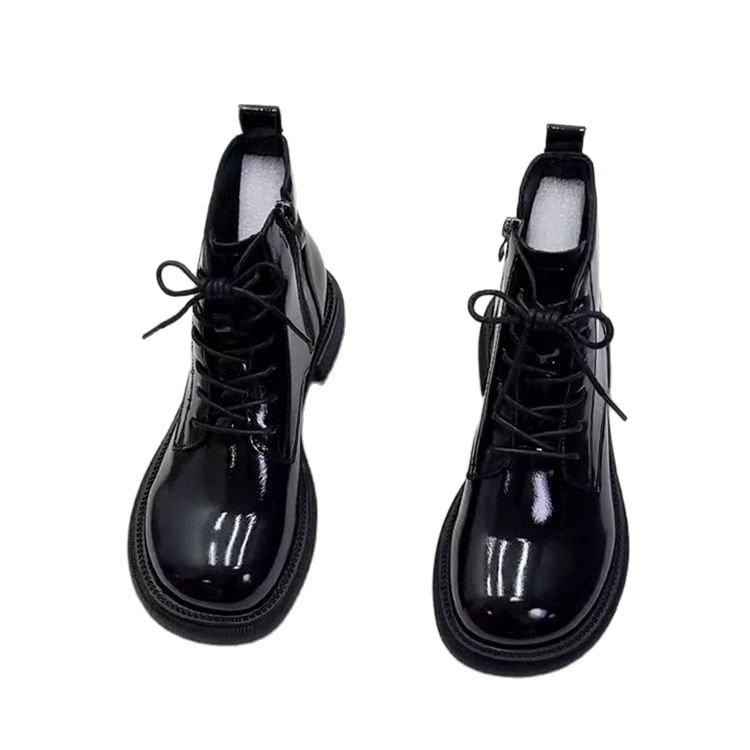 Popular Thick-soled Retro Versatile Martin Boots Women's 2025 Autumn and Winter New Patent Leather Short Boots Fashionable British Style Short Boots
