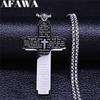 Christian Bible Cross Chain Necklace Stainless Steel Big Pendant Necklace Men's Religious Prayer Jewelry Corrente Masculina