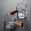 Glasmessbecher mit Holzgriff Premium-Qualität Espressotasse für Kaffeeliebhaber Hausbacken Kaffeebar-Nutzung