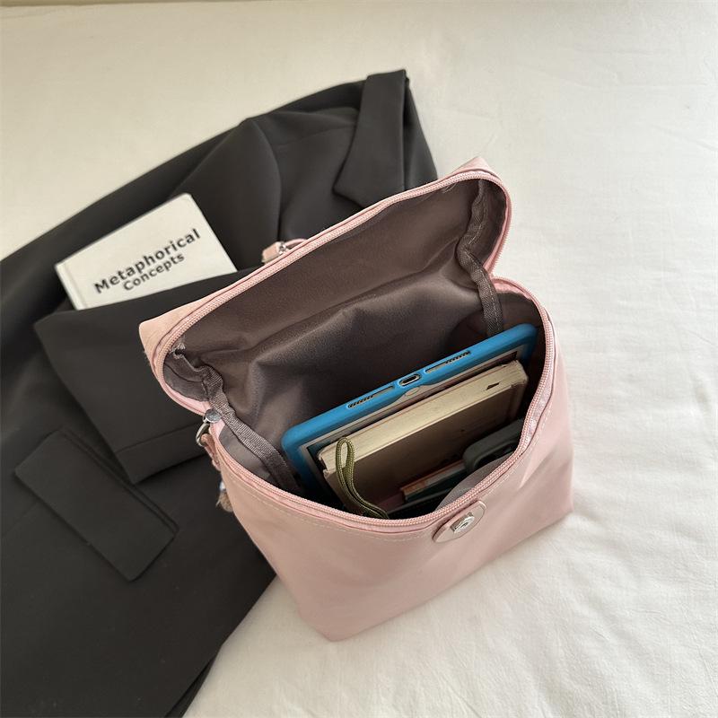 Schoolbag Texture Double Backpack Women's New Backpack Fashion Solid Color Schoolbag Female College Student Travel Bag Student Bag Wholesale