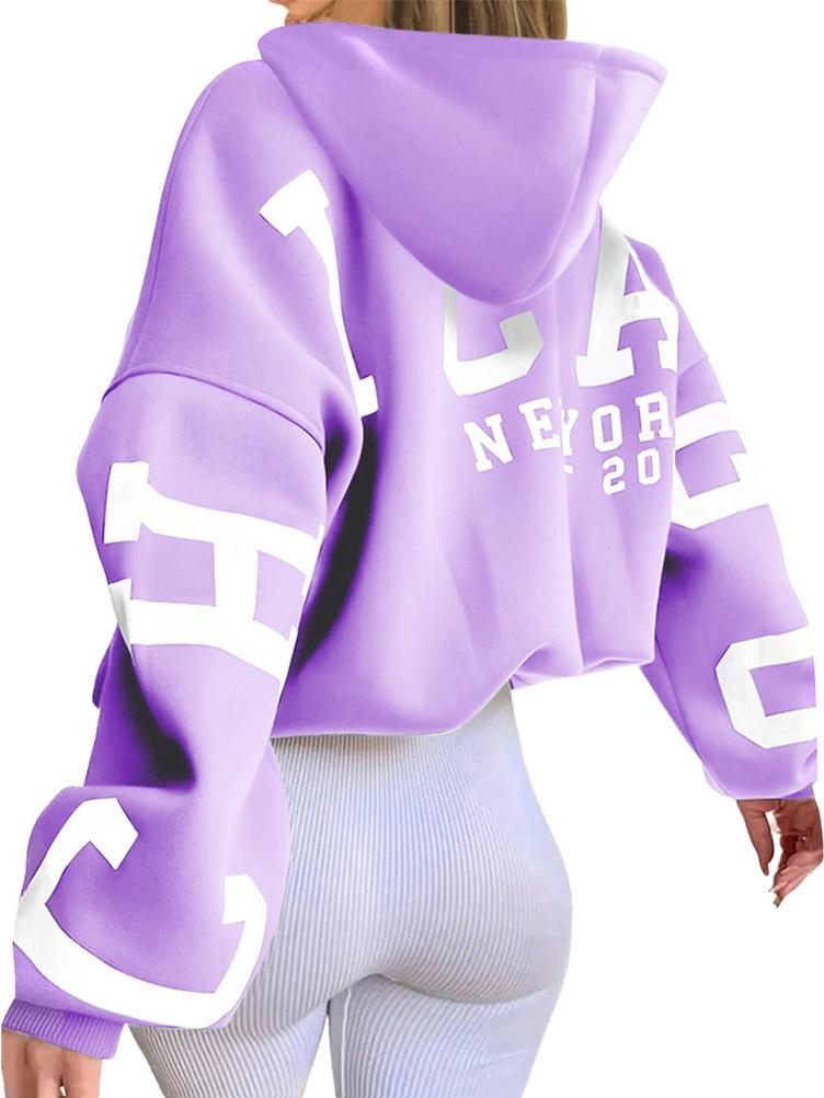 2024 European & American Style Letter Print Hooded Sweatshirt