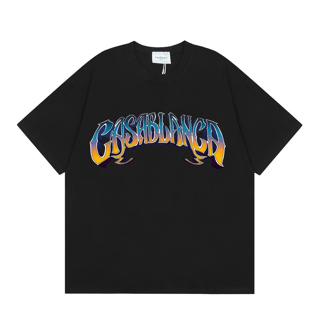 Grenzüberschreitend auf Lager exklusiv Casablanca Doppelgaze reine Baumwolle Unisex T-Shirt Hip-Hop lässig Kurzarm locker Rundhals