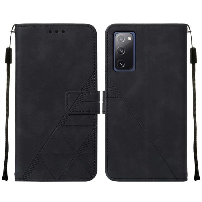 Verre trempé+Pour Samsung Galaxy S20 FE-S20 FE lite 6.5",Housse PU Cuir Portefeuille étui à rabat Housse - noir