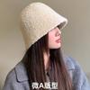 Show face small bucket hat women's autumn and winter new show face small lamb wool bucket basin hat big head circumference hat