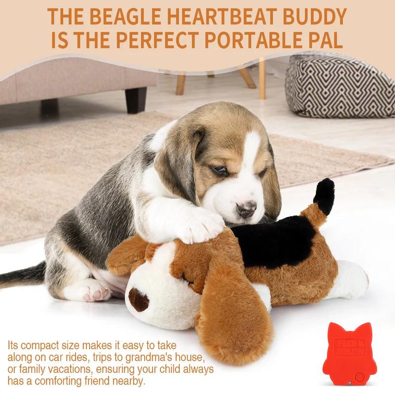 Puppy Heartbeat Toy with Realistic Heartbeat Sound and Heat Pack Comforting Sleep Aid for Newborn Puppies Anxiety Relief