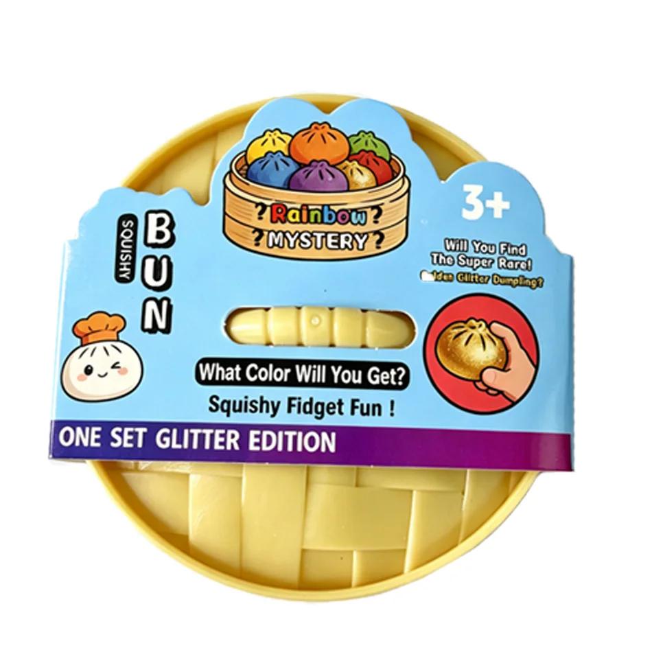 Dumpling Squishies Blow Bubbles Toy Dumpling Squishies Set with Steamer New Bubble-Blowing Squishies, Stretchy Fidget Sensory