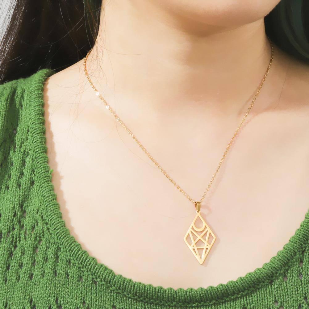 Unift Heartagram Pentacle Pentagram Necklaces for Women Stainless Steel Jewelry Fashion Geometric Pendant Neck Chain Accessories