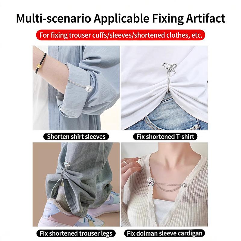 2 Stück Multifunktionale Magnetische Kleiderklammer Mit Kette Metall-Jeansknöpfe Clip Kleidung Schal Hosenbeine Bündchen Befestigung Magnetstifte