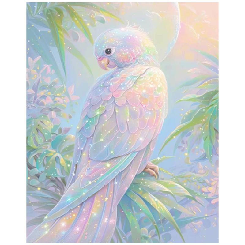 

DIY алмазная живопись набор для вышивки крестом красивый попугай полная квадратная алмазная мозаика новая коллекция 2024 домашний декор подарок J3966 round 50x40cm белый