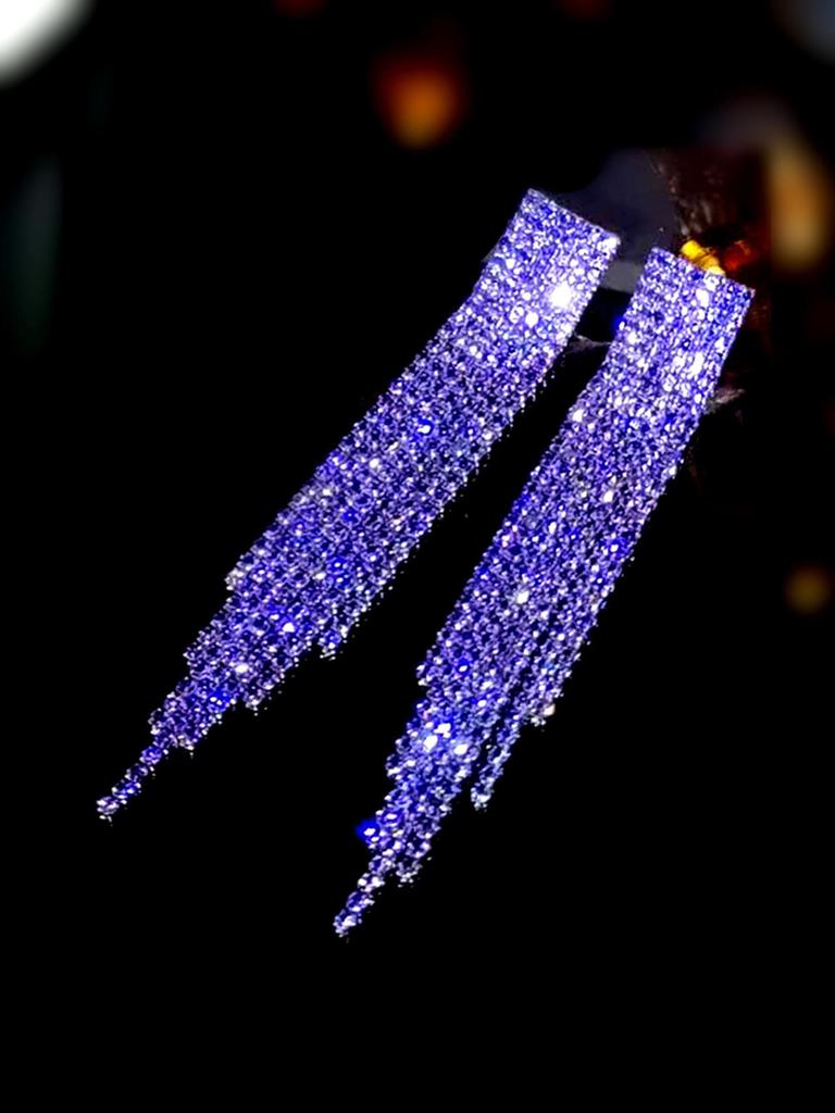 Elegant Rhinestone Tassel Earrings: High-End Shiny Diamond Design for Women