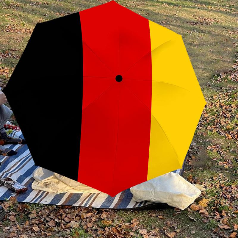 1PC Black Red Yellow Flag Automatic Open/Close Umbrella Compact Folding Umbrella with 8-Rib Shaft Lightweight Esign, Highquality Fabric1209A