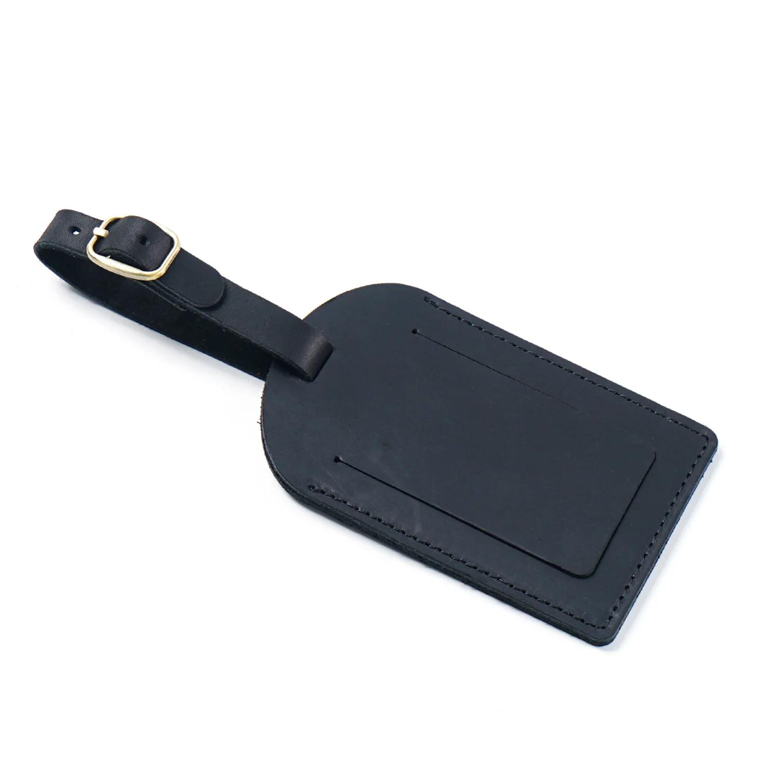 

Genuine Leather Luggage Tag with Anti Loss Belt Buckle and Built-in Privacy Protection Cover Suitable for Luggage and Travel Bag чёрный