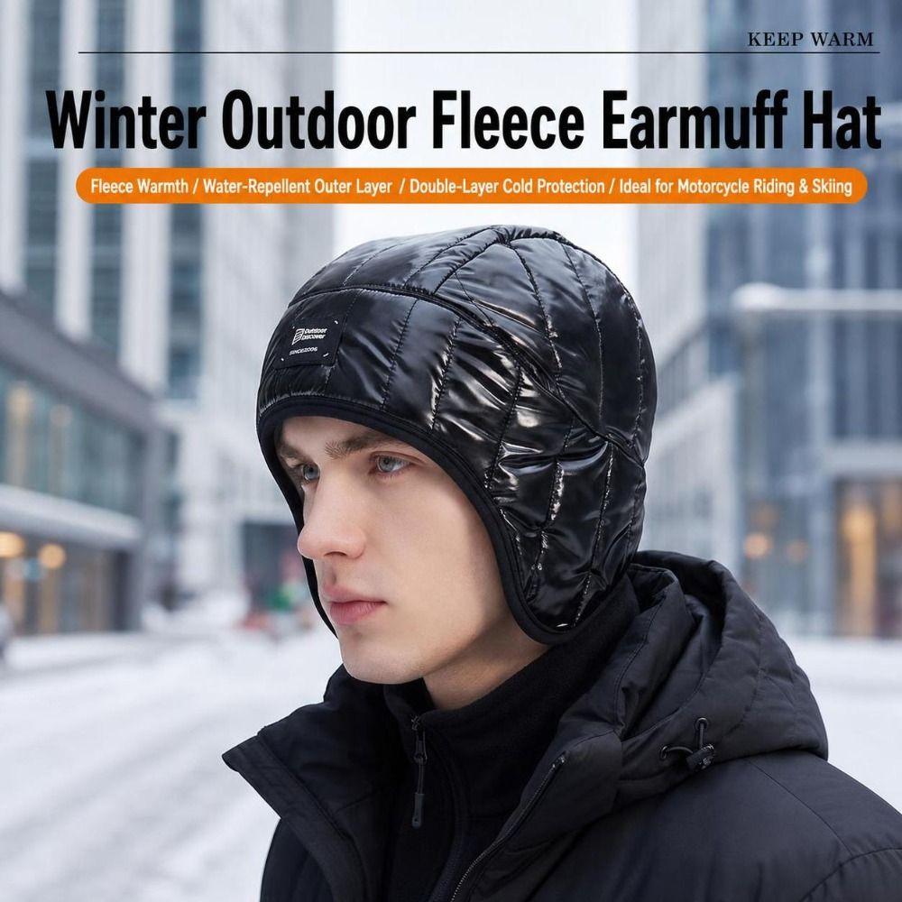 Windproof Fleece Lined Hat Water Repellent Cold Weather Hat New Quilted Winter Cap  Skiing