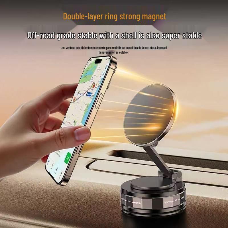 Magnetic Vacuum Suction Phone Holder: Detachable Car & Desktop Mount for Instant Adsorption