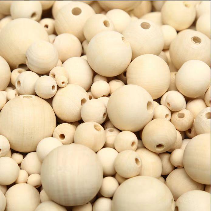 Hemu Natural Unfinished Wood Beads 4-50mm: DIY Round Beads for Bracelets