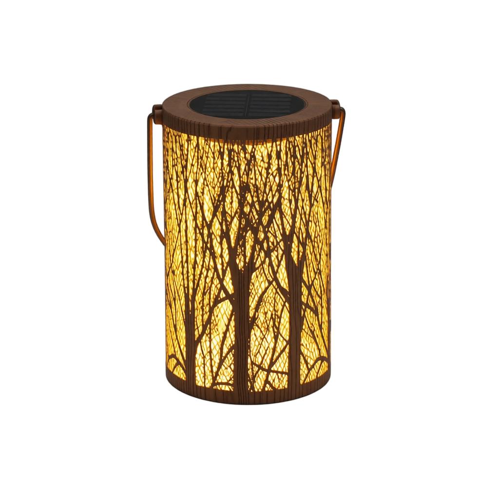 Solar Lantern Outdoor Decorative Metal Garden Light Hollow Pattern Projection Lamp with Tree Design for Patio Yard Pathway Lighting